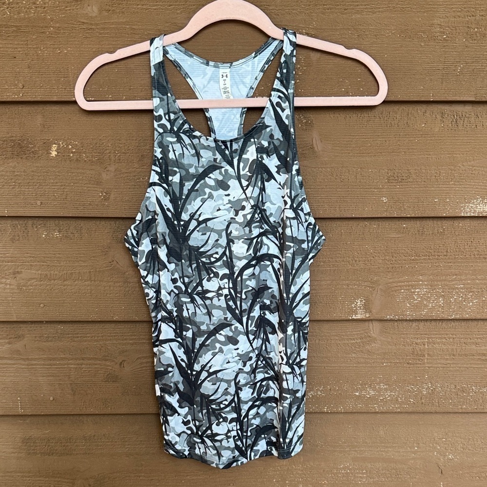 Under Armour Gray, Black, White Tropical Heat Gear Women’s Tank Top size S